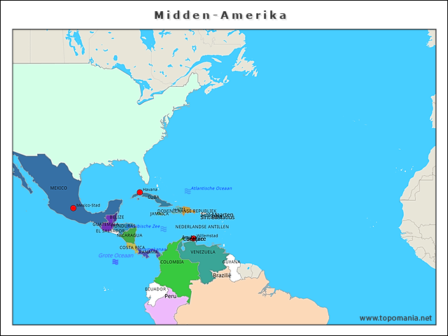 Topografie Midden-Amerika | www.topomania.net