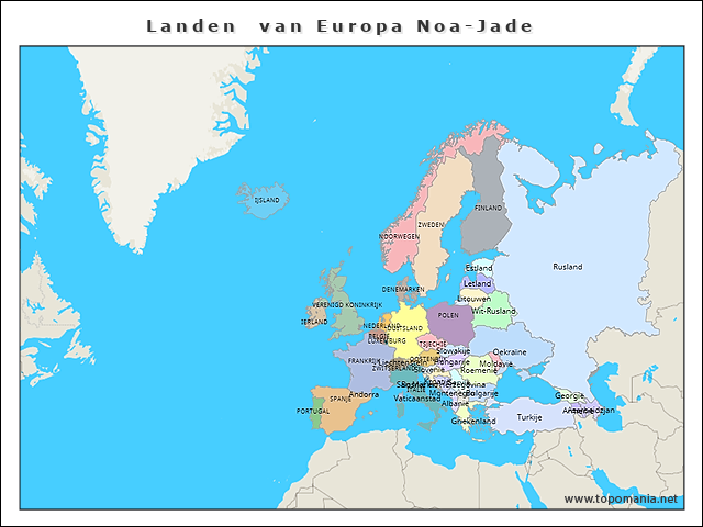 Topografie Landen van Europa Noa-Jade | www.topomania.net