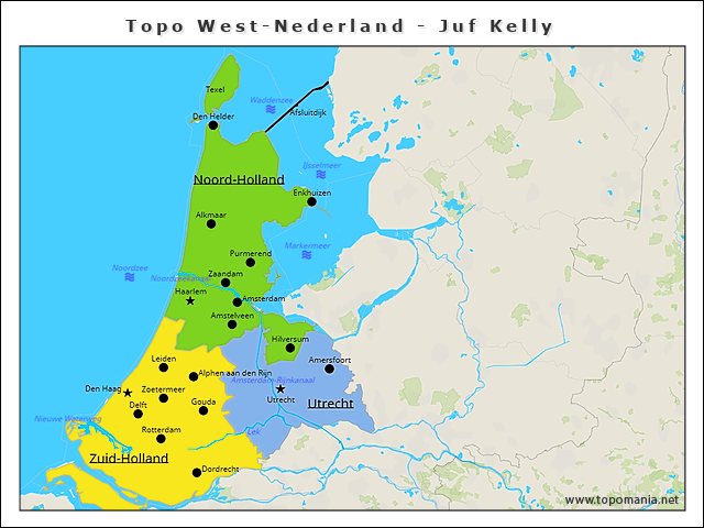 Topografie Topo West-Nederland - Juf Kelly | www.topomania.net