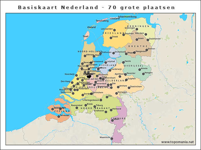basiskaart-nederland-70-grote-plaatsen