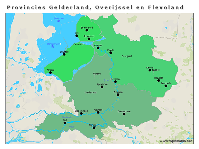 Topografie Provincies Gelderland, Overijssel en Flevoland | www