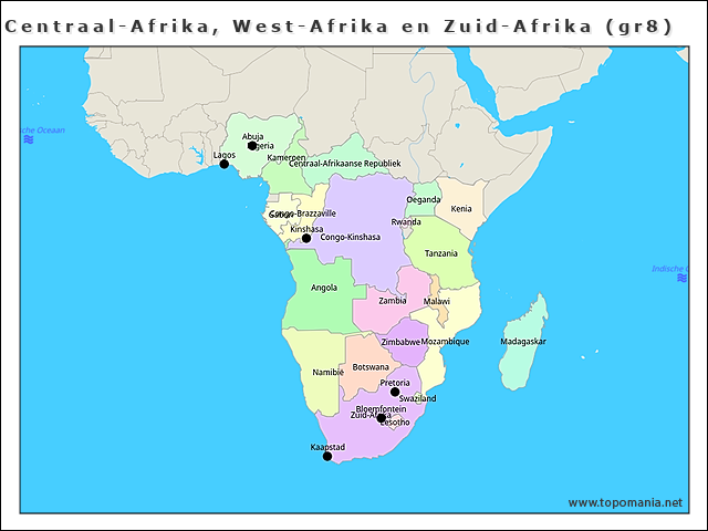 Topografie Centraal-Afrika, West-Afrika en Zuid-Afrika (gr8) | www ...