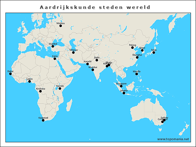 Topografie Aardrijkskunde steden wereld | www.topomania.net