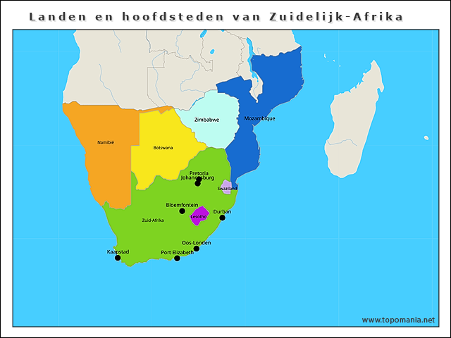 landen-en-hoofdsteden-van-zuidelijk-afrika