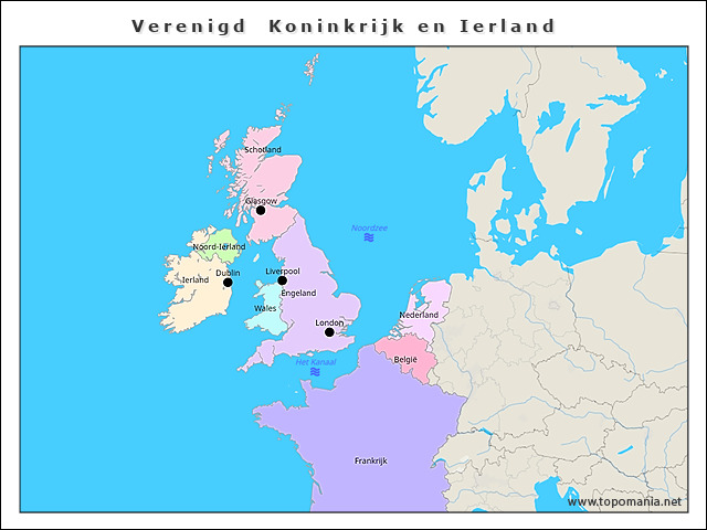 Topografie Verenigd Koninkrijk en Ierland | www.topomania.net