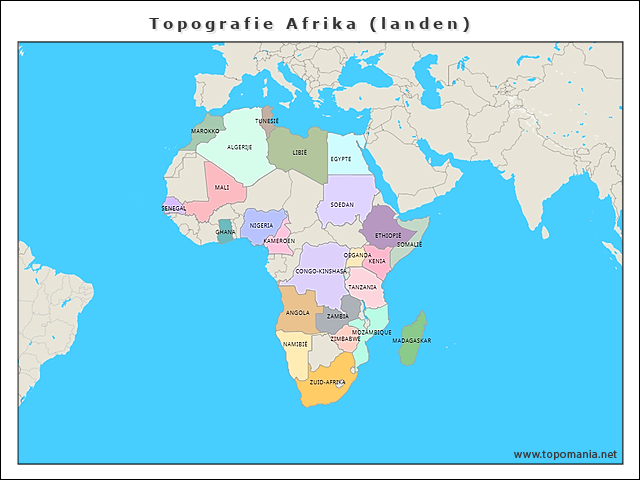 Topografie Topografie Afrika (landen) | www.topomania.net