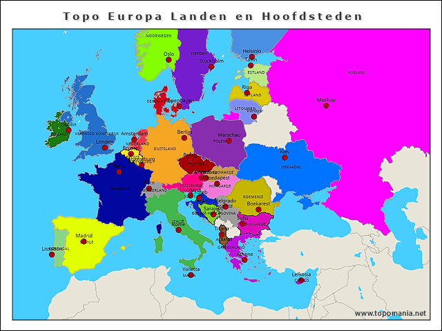 Kaart Van Europese Landen En Hoofdsteden Posterhanger Incl Poster