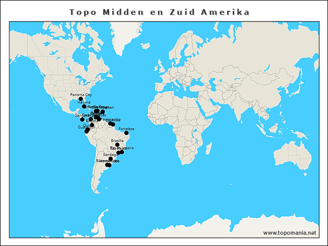 Topografie Topo Midden en Zuid Amerika | www.topomania.net