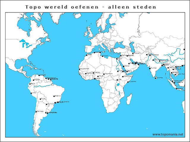 topo-wereld-oefenen-alleen-steden
