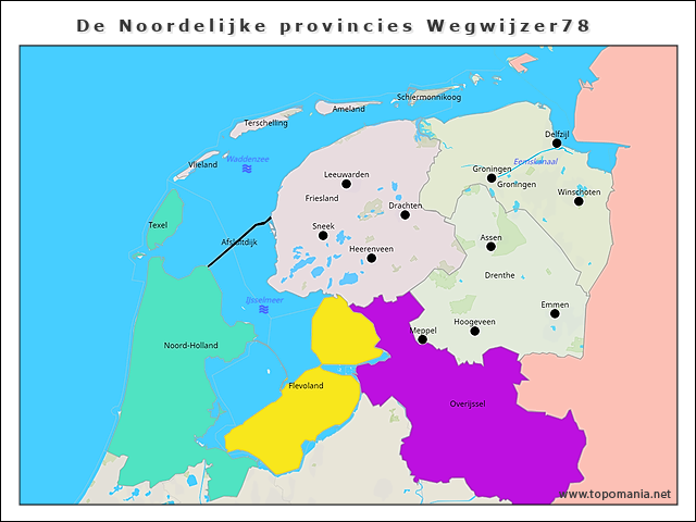 Topografie De Noordelijke provincies Wegwijzer78 | www.topomania.net