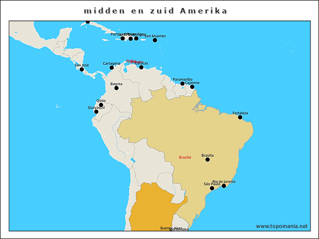 Topografie midden en zuid Amerika | www.topomania.net
