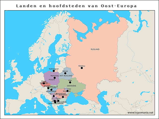 Topografie Landen en hoofdsteden van Oost-Europa | www.topomania.net