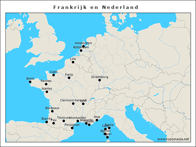 Topografie Frankrijk en Nederland | www.topomania.net