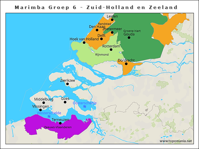 Topografie Marimba Groep 6 - Zuid-Holland en Zeeland | www.topomania.net