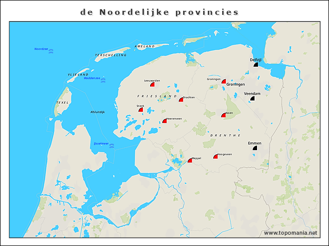 Topografie de Noordelijke provincies | www.topomania.net