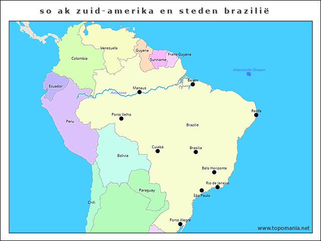 Topografie so ak zuid-amerika en steden brazilië | www.topomania.net