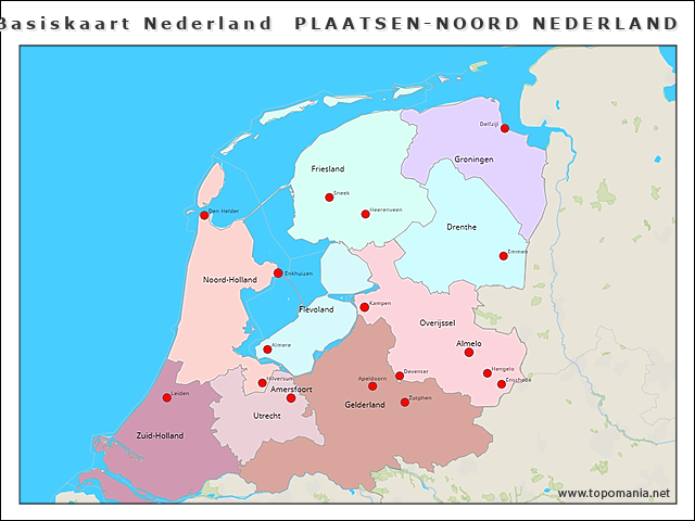 Topografie Basiskaart Nederland PLAATSEN-NOORD NEDERLAND | www
