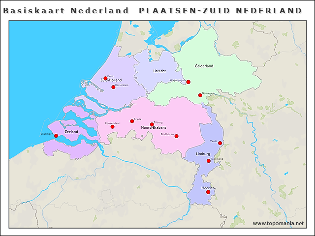 basiskaart-nederland-plaatsen-zuid-nederland