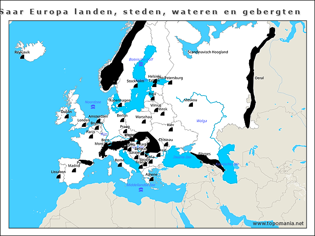 Topografie Saar Europa landen, steden, wateren en gebergten | www ...