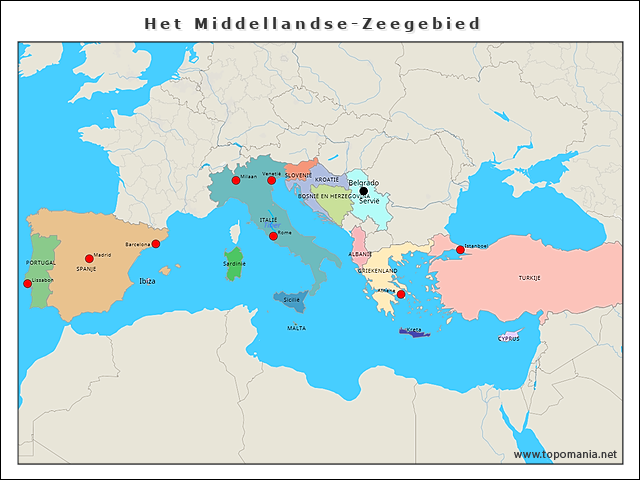 Topografie Het Middellandse-Zeegebied | www.topomania.net