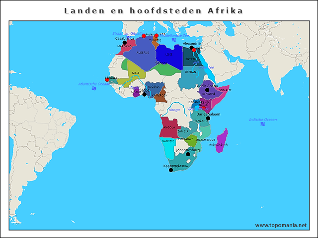 Topografie Landen en hoofdsteden Afrika | www.topomania.net