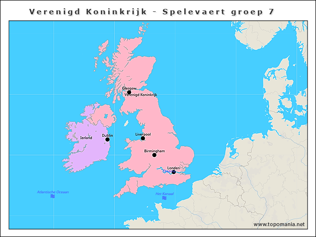 Topografie Verenigd Koninkrijk - Spelevaert groep 7 | www.topomania.net