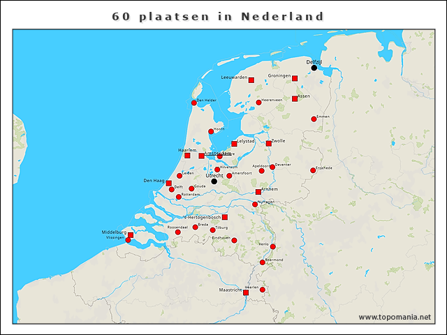 Topografie 60 plaatsen in Nederland | www.topomania.net