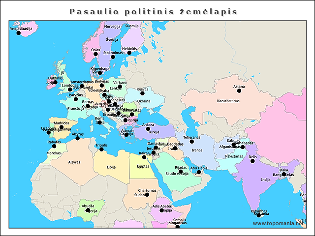 pasaulio-politinis-žemėlapis