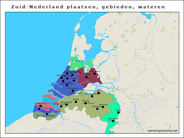 zuid-nederland-plaatsen-gebieden-wateren