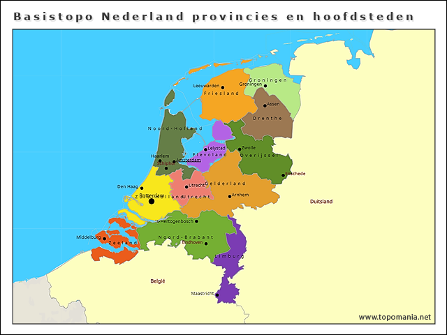 basistopo-nederland-provincies-en-hoofdsteden
