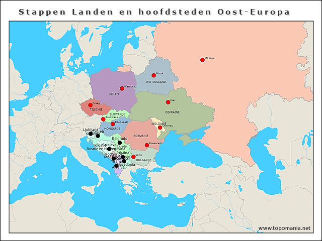 Topografie Stappen Landen en hoofdsteden Oost-Europa | www.topomania.net