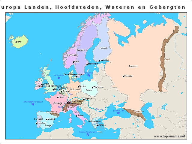 europa-landen-hoofdsteden-wateren-en-gebergten