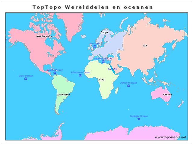 toptopo-werelddelen-en-oceanen