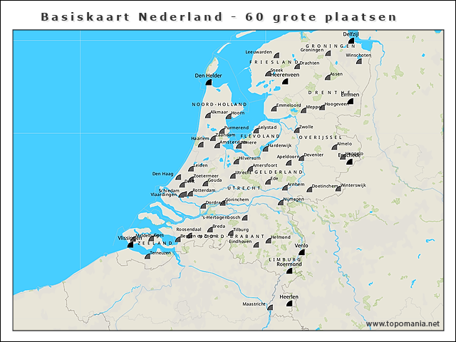 basiskaart-nederland-60-grote-plaatsen