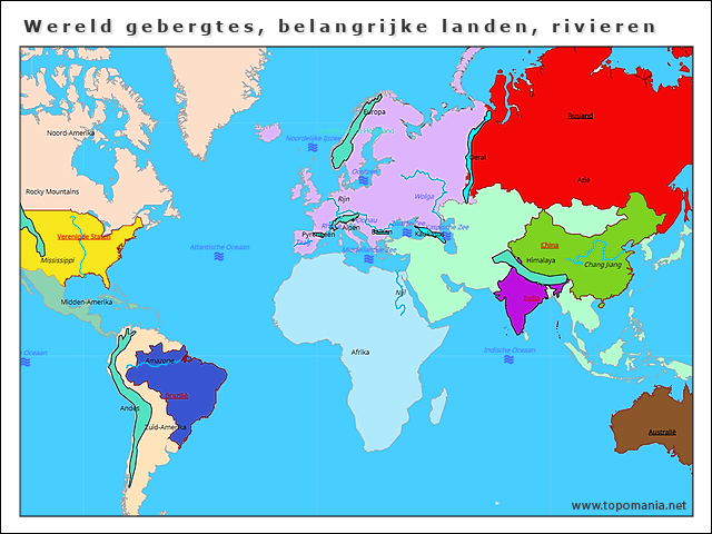 wereld-gebergtes-belangrijke-landen-rivieren