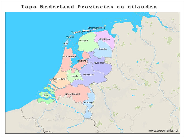 topo-nederland-provincies-en-eilanden
