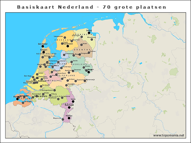 basiskaart-nederland-70-grote-plaatsen
