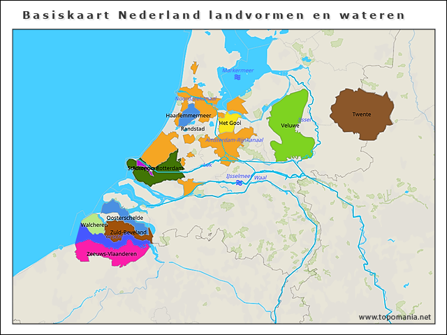 basiskaart-nederland-landvormen-en-wateren