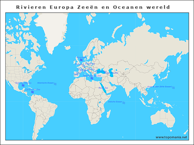 Topografie Rivieren Europa Zeeën en Oceanen wereld | www.topomania.net