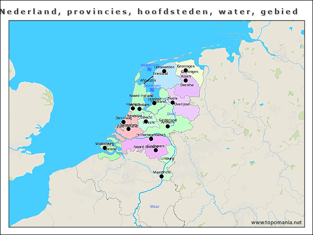 nederland-provincies-hoofdsteden-water-gebied