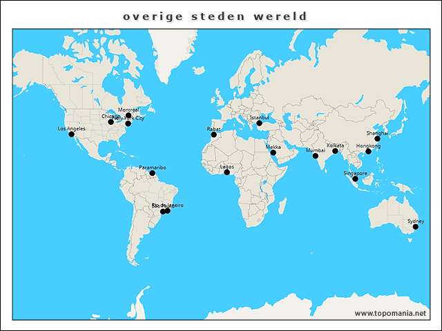 Topografie overige steden wereld | www.topomania.net