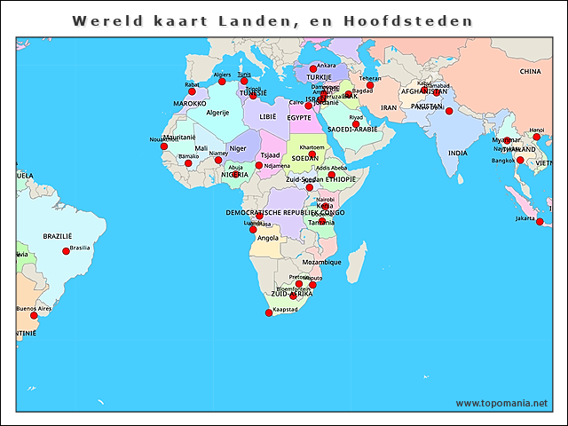 wereld-kaart-landen-en-hoofdsteden