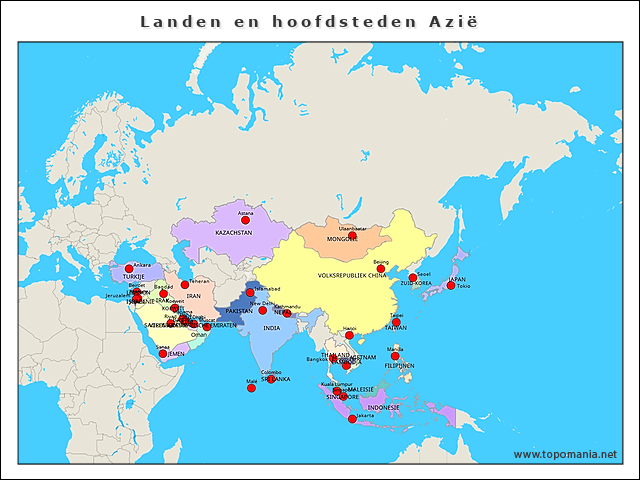 landen-en-hoofdsteden-azie
