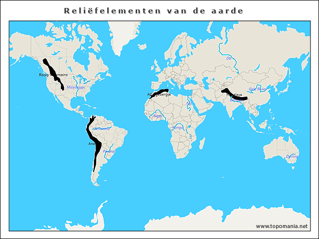 Topografie Reliëfeleenheden van de aarde | www.topomania.net