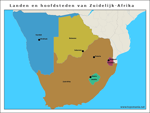 landen-en-hoofdsteden-van-zuidelijk-afrika