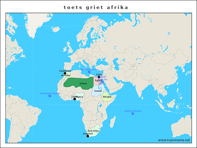 Topografie toets griet afrika | www.topomania.net
