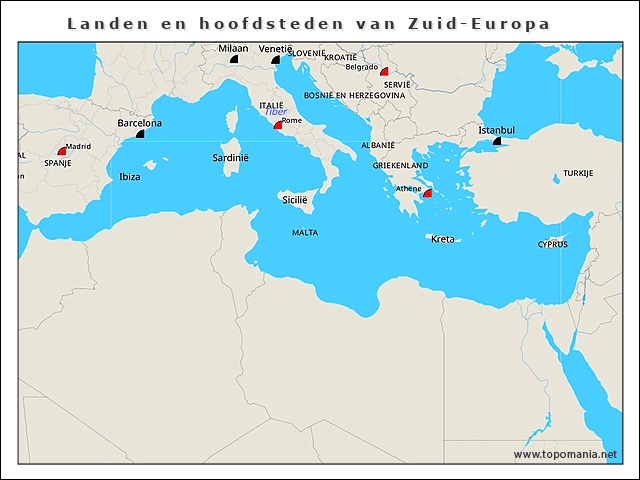 landen-en-hoofdsteden-van-zuid-europa