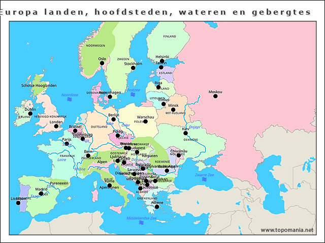 europa-landen-hoofdsteden-wateren-en-gebergtes