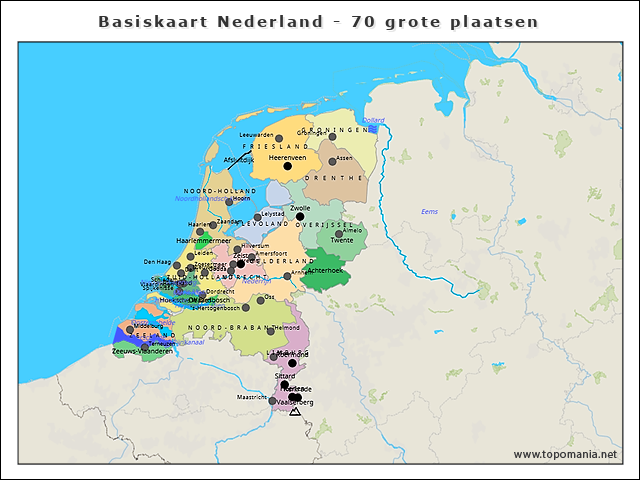basiskaart-nederland-70-grote-plaatsen