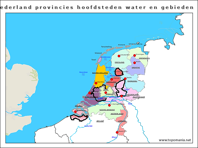 nederland-provincies-hoofdsteden-water-en-gebieden